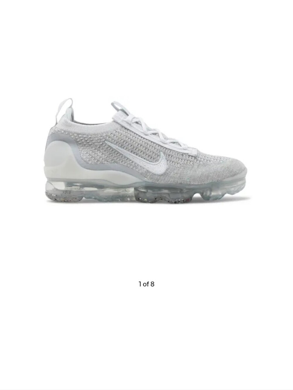 Nike Air VaporMax Flyknit -2021 Sz 10.5 Wmns White/Grey Nwot
